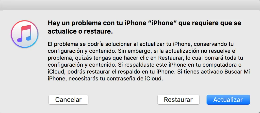 iphone no disponible solución